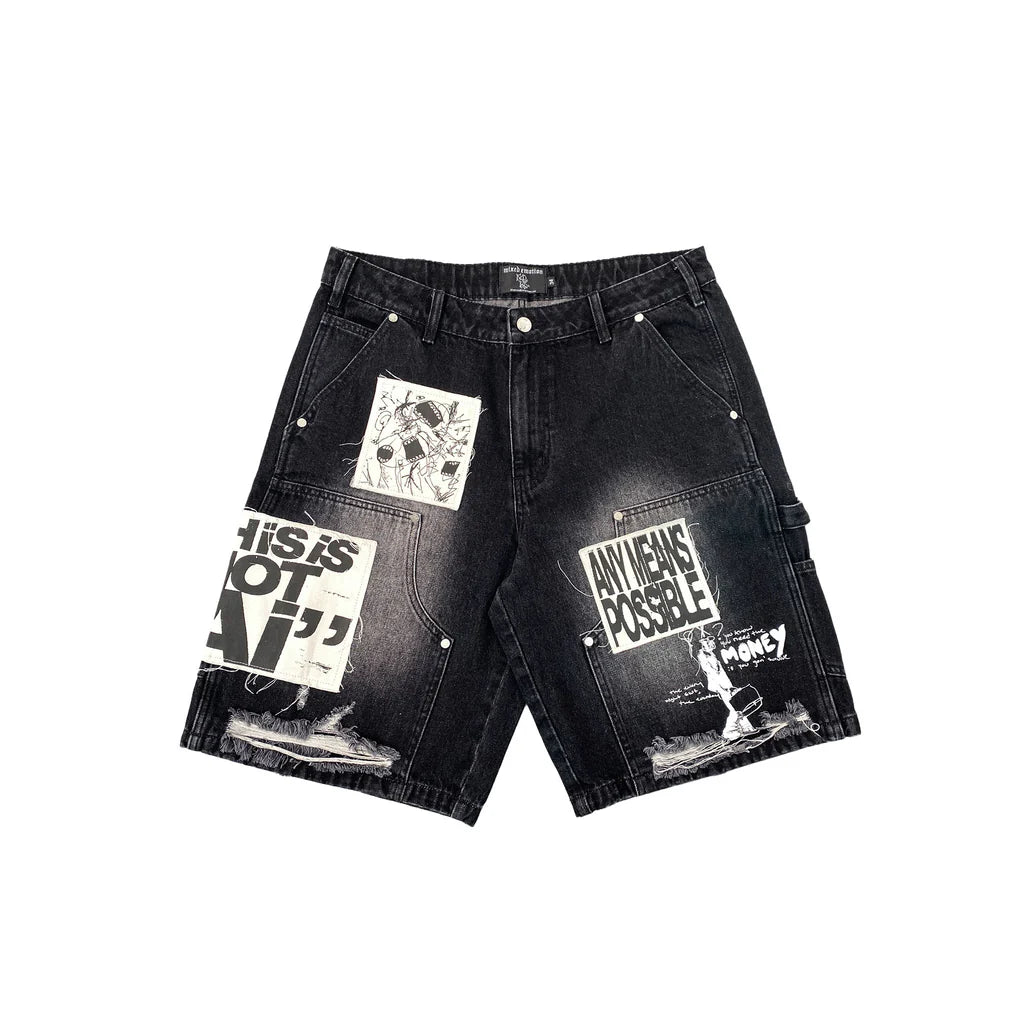 Mixed Emotions "AI" Denim Shorts