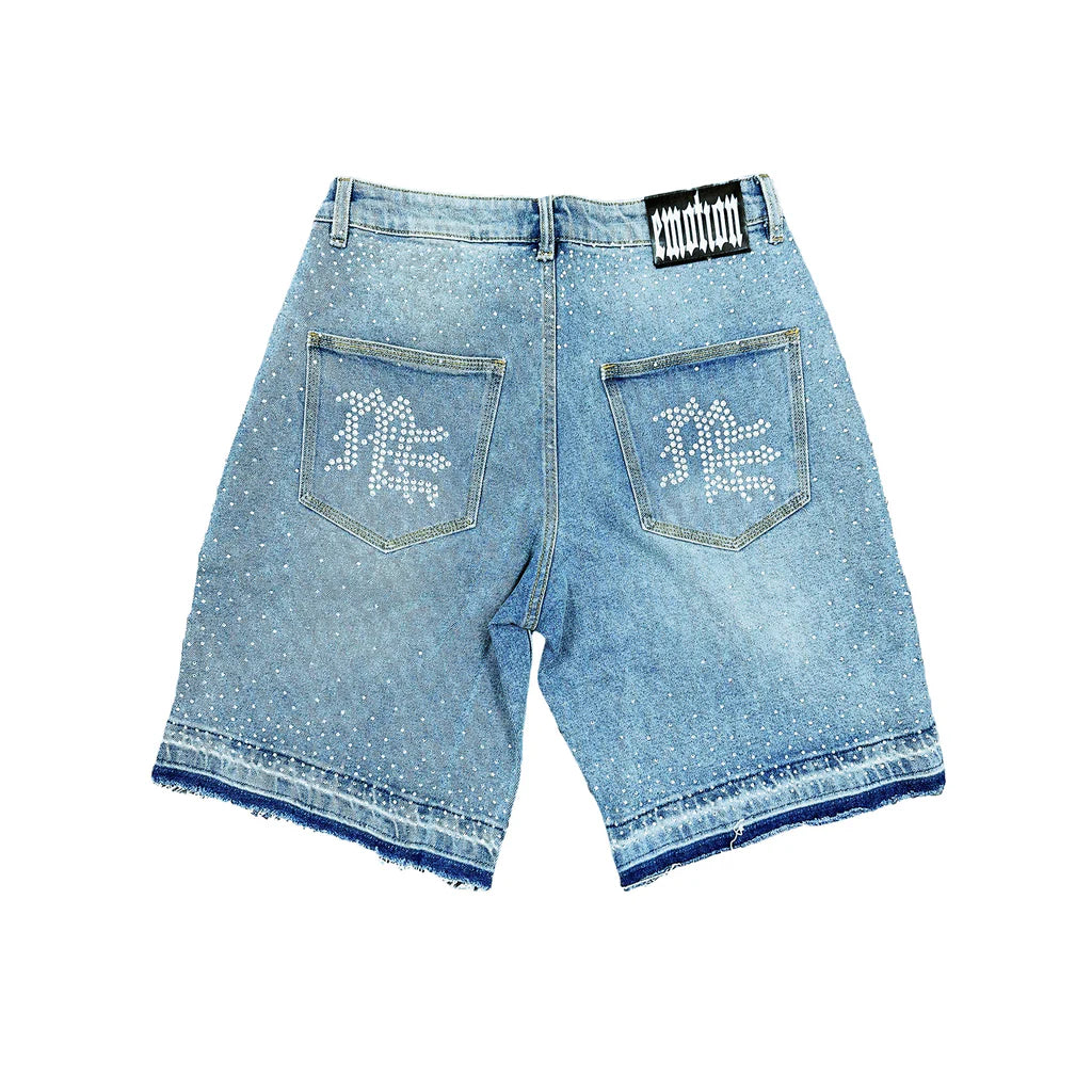 Mixed Emotions Blue Denim Shorts  (Rhinestones)