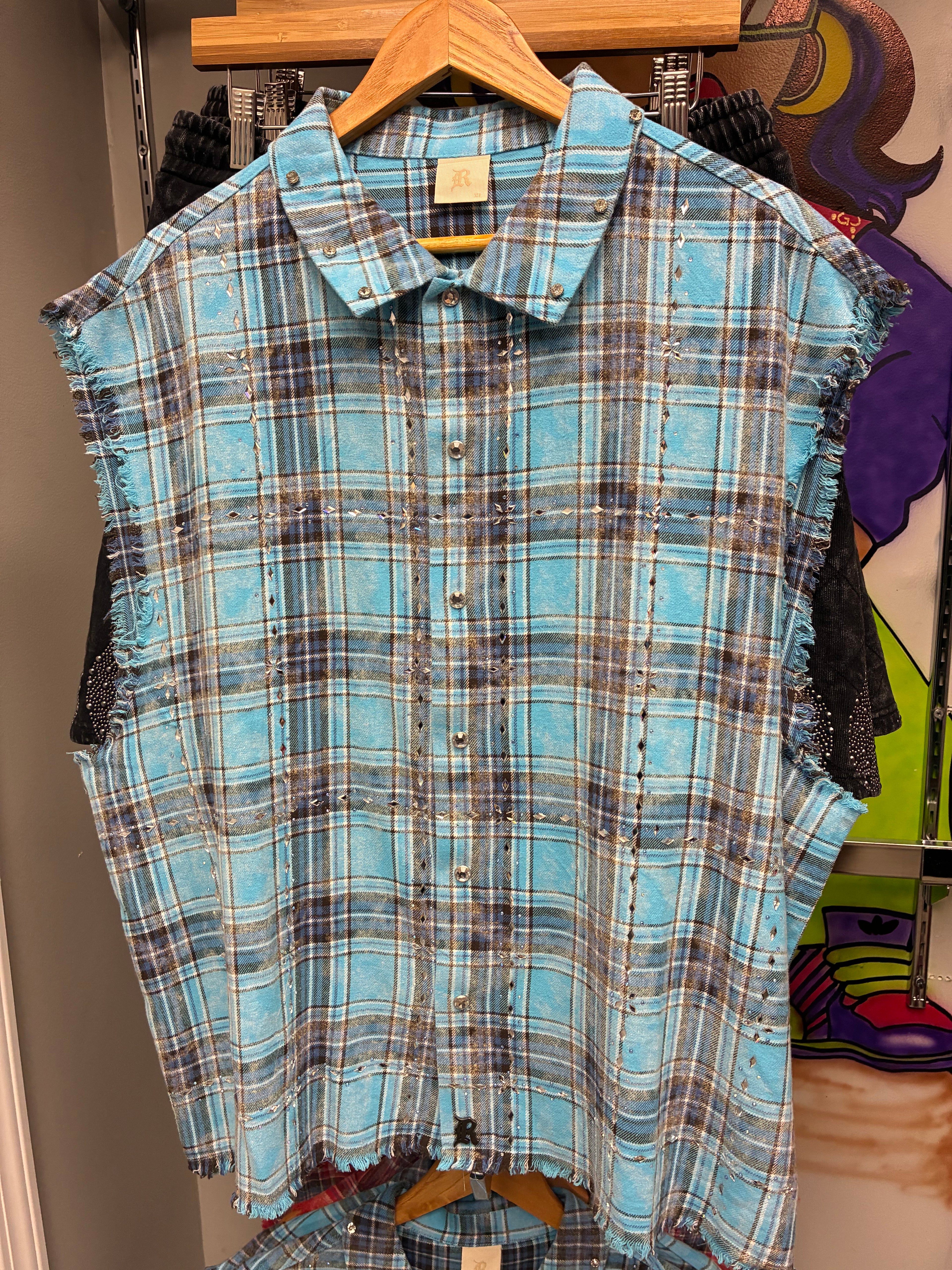 Rebel Muscle Flannel Shirt (Rhinestones)