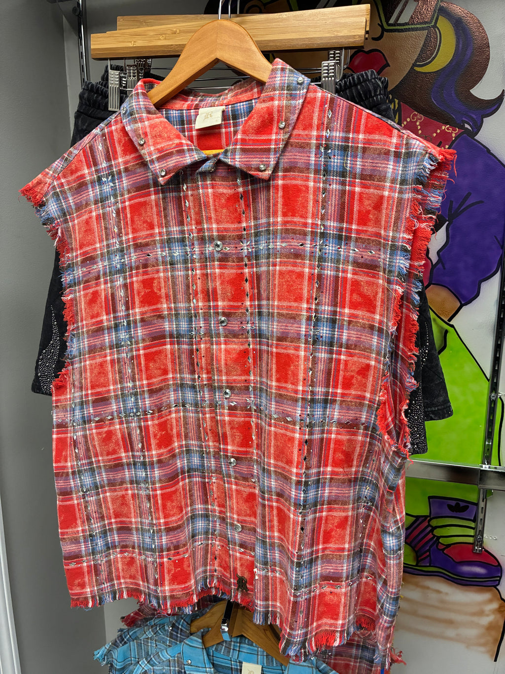 Rebel Muscle Flannel Shirt (Rhinestones)
