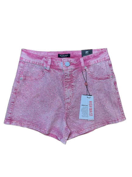 Red Fox High Waist Denim Shorts (Rhinestones)