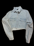 Light Blue Crop Top Denim Jacket (Rhinestones)