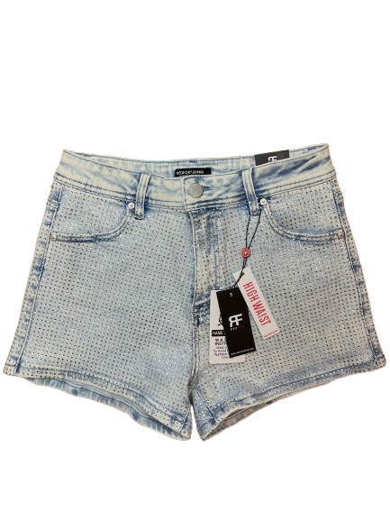 Red Fox High Waist Denim Shorts (Rhinestones)