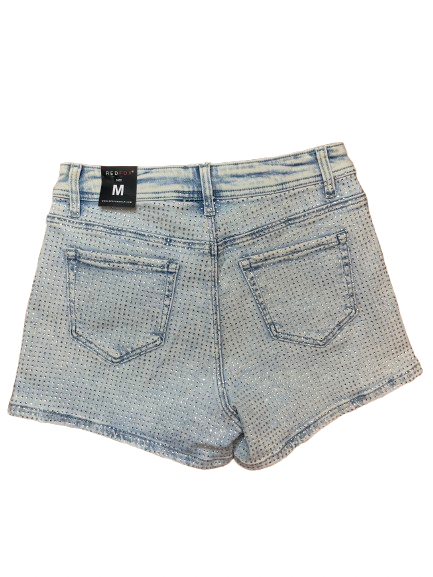 Red Fox High Waist Denim Shorts (Rhinestones)