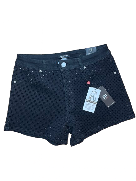 Red Fox High Waist Denim Shorts (Rhinestones)